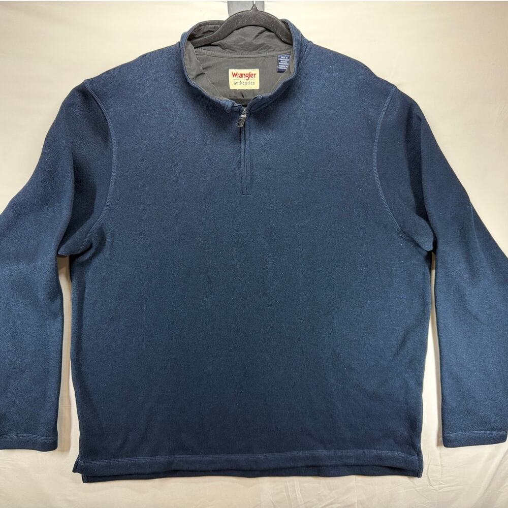 Wrangler Authentics Navy Blue Fleece Knit Quarter Zip Sweater - XL